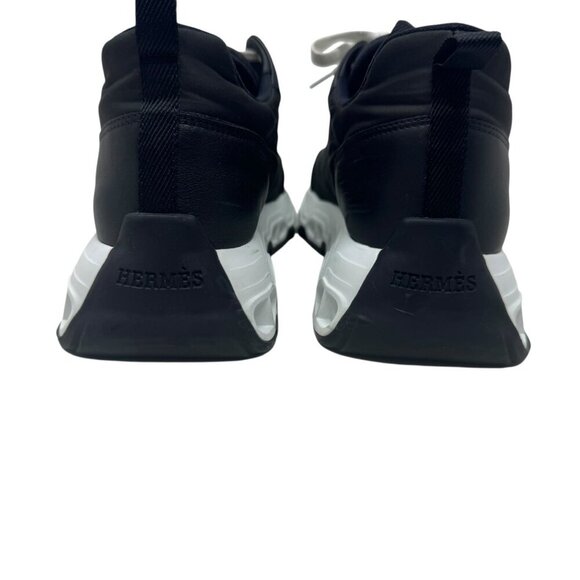 Hermès Impulse Leather Sneakers Womens size 38.5 black white shoes - Picture 10 of 13